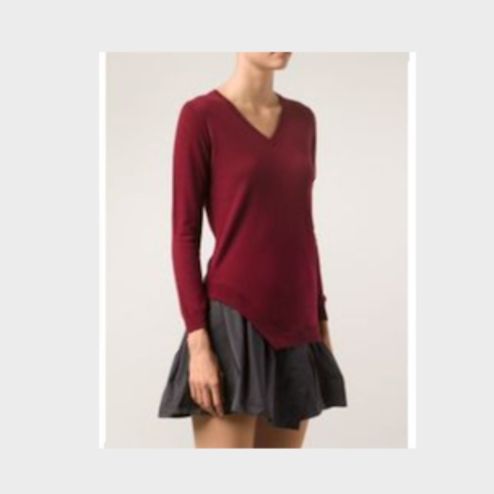 Carven burgundy and black  knit sweater dress